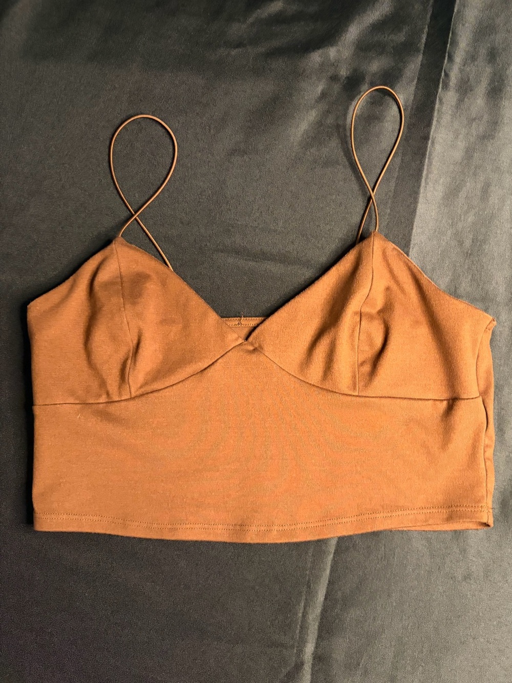Women's Spaghetti Strap Crop Top in Rust Brown XS/S